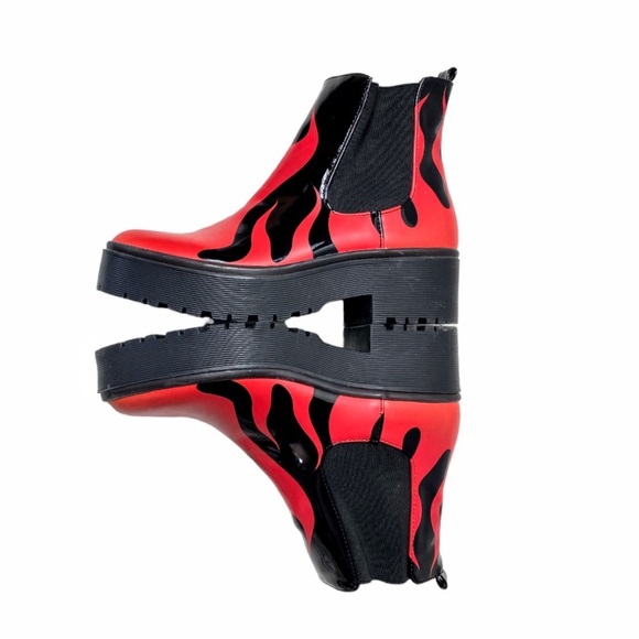 Iron Fist Fire Flame Red and Black Grunge Harajuku Boots Size 5 - Picture 12 of 16